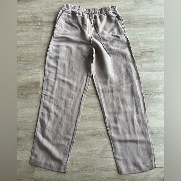 H&M Women’s Wide-Leg Linen Blend Pants Tan SZ S NWT - Picture 1 of 7